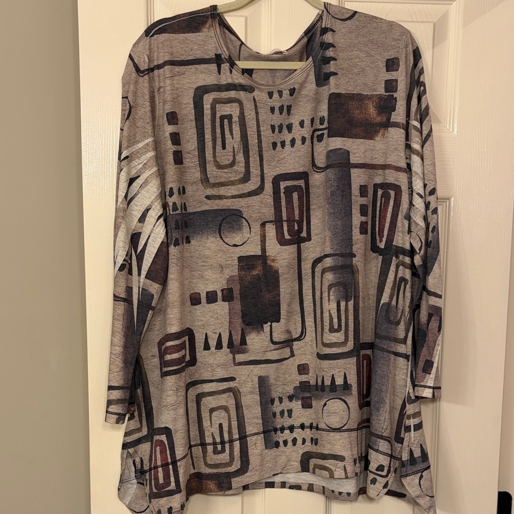Geometric Print Long Sleeve Women's Top